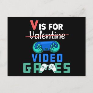 V Är För Roliga Videospel Alla Hjärtans Dag Gamer Vykort