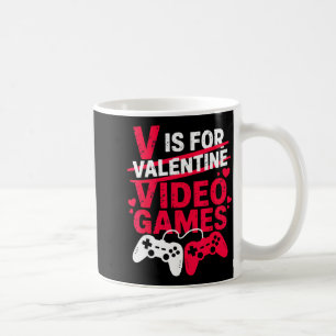V är för tv-spel gamer kul valentine's day kaffemugg