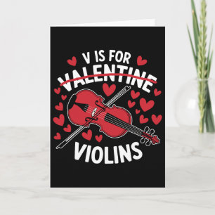 V Är För Valentine Fioler Violinist Musiker Vale Kort