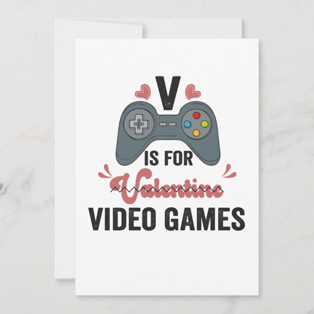 V är för Valentine Funny Video Games Älskare Tack Kort (Framsida)