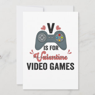 V är för Valentine Funny Video Games Älskare Tack Kort