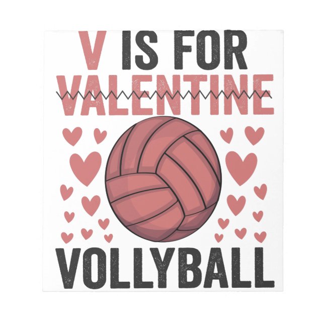 V är för Valentine Funny Volleyball Sport Älskare Anteckningsblock (Framsida)