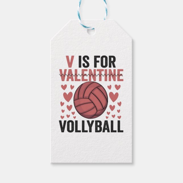 V är för Valentine Funny Volleyball Sport Älskare Presentetikett (Framsidan)
