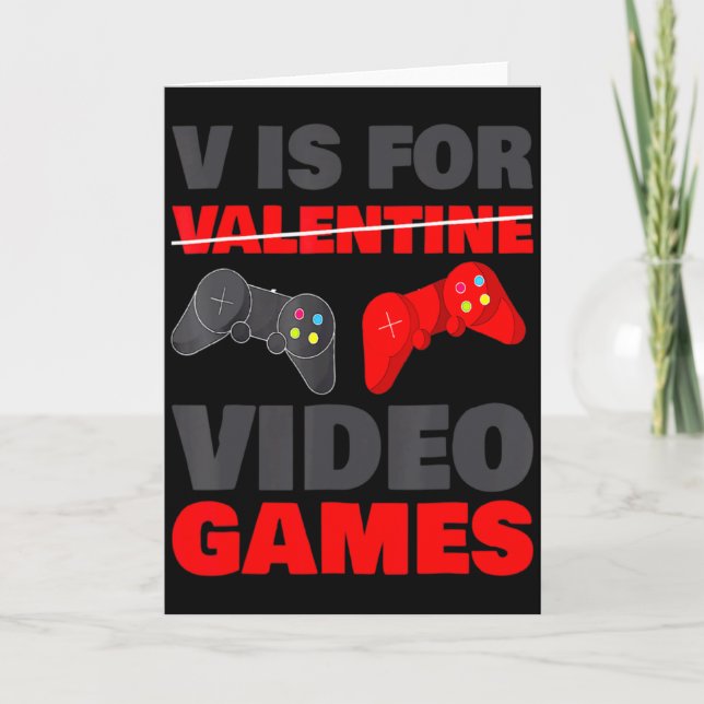 V är för Valentine Video Games Valentines Day-spel Kort (Framsida)
