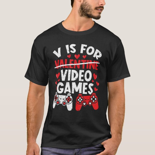 V är för Valentineser för videospel med funktionel T Shirt (Framsida)