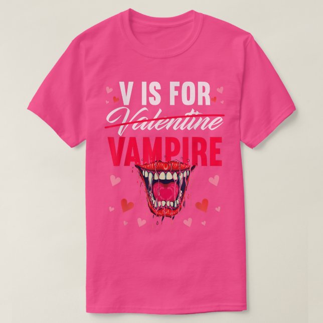 V är för Vampyre Vampyre T Valentine Vampire 663 Shirt (Design framsida)