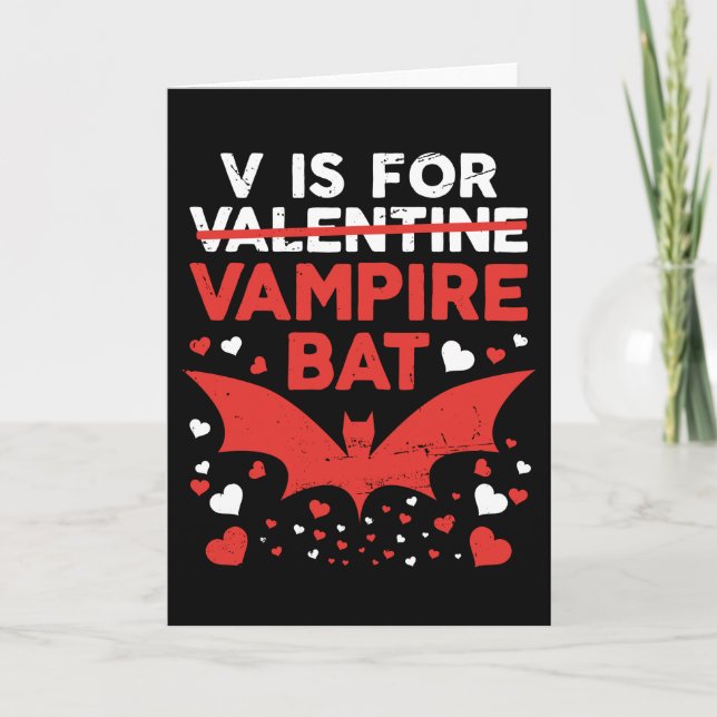 V Är För Vampyrfladdermus Roligt Valentine Kort (Framsida)