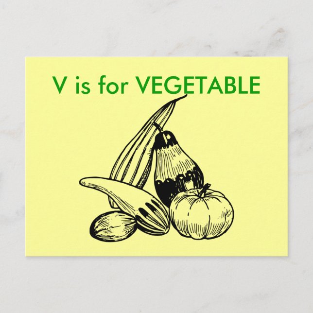 ’V’ är för Vegetable Alphabet Flashcard Vykort (Framsida)