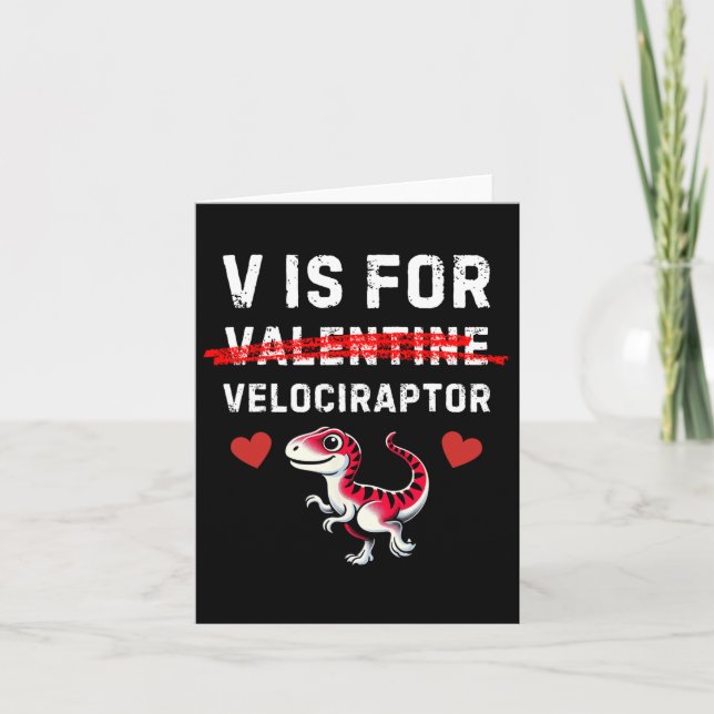 V Är För Velociraptor Rovdinosaurie Rolig Dinosaur Kort (Framsida)
