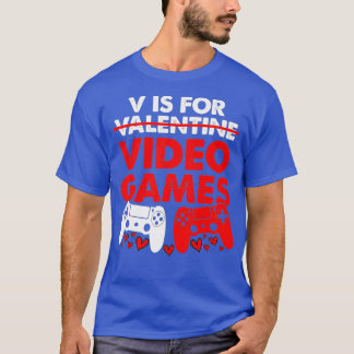 V är för Video Games Boy Manar Funny Valentines da T Shirt