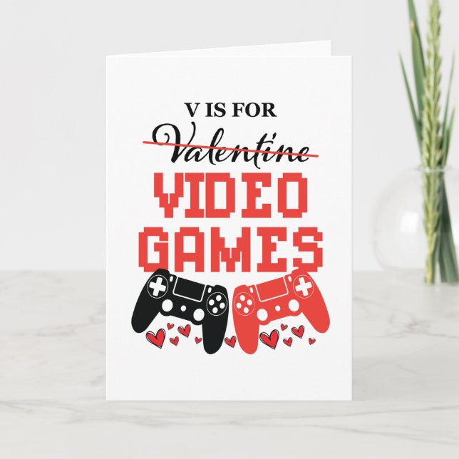 V Är För Video Spel Anti-Valentines Day Kort (Framsida)