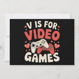 V Är För Video Spel Roliga Alla Hjärtans Dag Gamer Inbjudningar