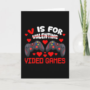 V Är För Video Spel Valentines Spelande Pojkar Kort