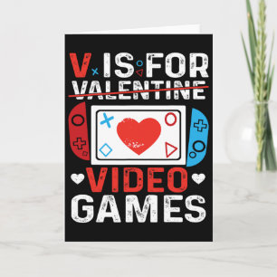 V Är För Video Spel Valentinsdag Gamer Valentinsda Kort