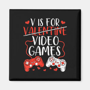 V Är För Video Spel Valentinsdag Gamer Valentinsko Magnet