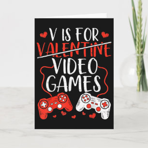 V Är För Video Spel Valentinsdag Spelare Valentins Kort