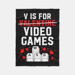 V Är För Video Spel Wasd Pc Spelare Alla Hjärtans Fleecefilt