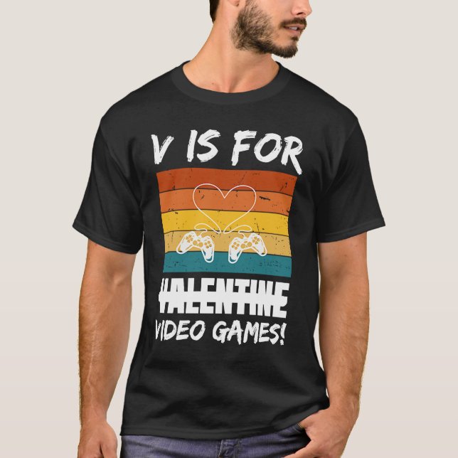 V är för videospel Alla hjärtans dag för spelare T Shirt (Framsida)