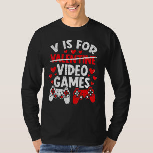 V är för videospel Alla hjärtans dag Gamer Boys T Shirt
