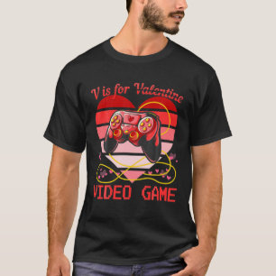 V är för videospel Gamer Boy Manar Funny Valentine T Shirt