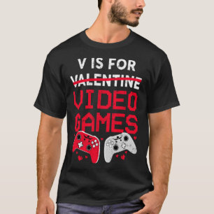 V är för videospel med fungerande Valentineser G T Shirt