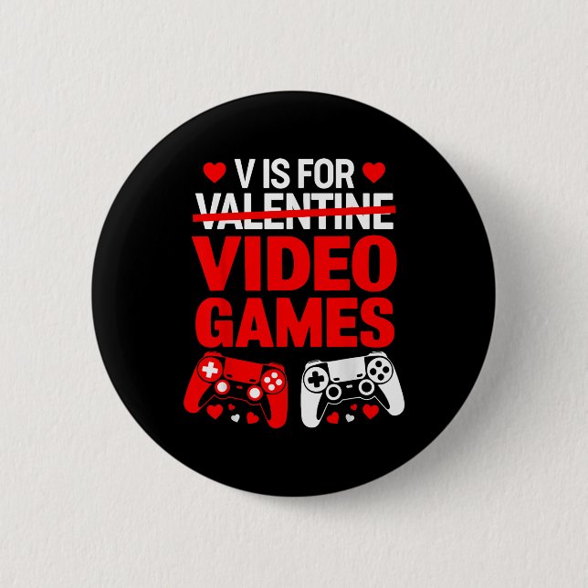 V är för videospel med hjärta, Valentines day och  Knapp (Framsida)