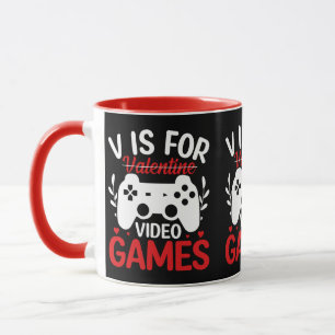 V är för videospel med Valentine Crossed Out Mugg