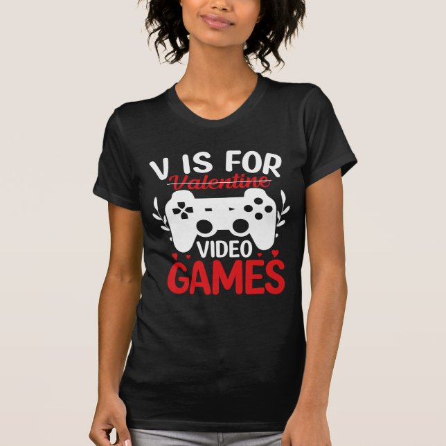 V är för videospel med Valentine Crossed Out T Shirt (Framsida)