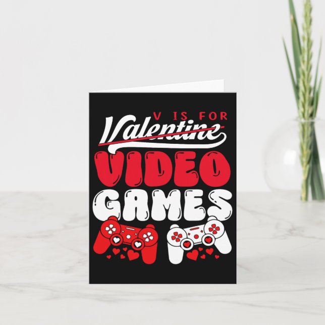 V är för videospel med Valentines day Gamer Bo Kort (Framsida)