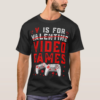 V är för videospel med Valentines day Gamer Bo T Shirt