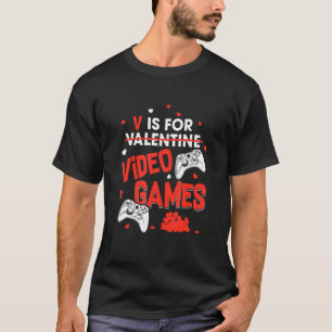 V är för videospel med Valentines day Gamer Bo T Shirt