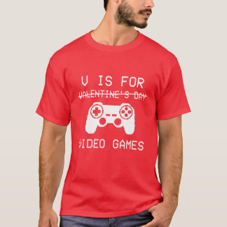 V är för videospel med Valentines day Gamer Bo T Shirt