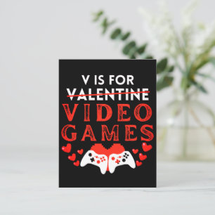 V är för videospel med Valentines day-spelaren Helg Vykort