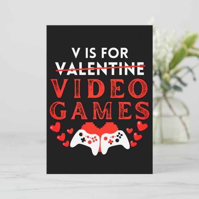 V är för videospel med Valentines day-spelaren Julkort (Stående Fram)