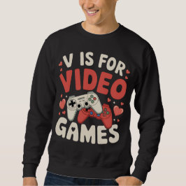 V är för videospel med Valentines day-spelaren Lång Ärmad Tröja