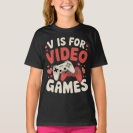V är för videospel med Valentines day-spelaren T Shirt