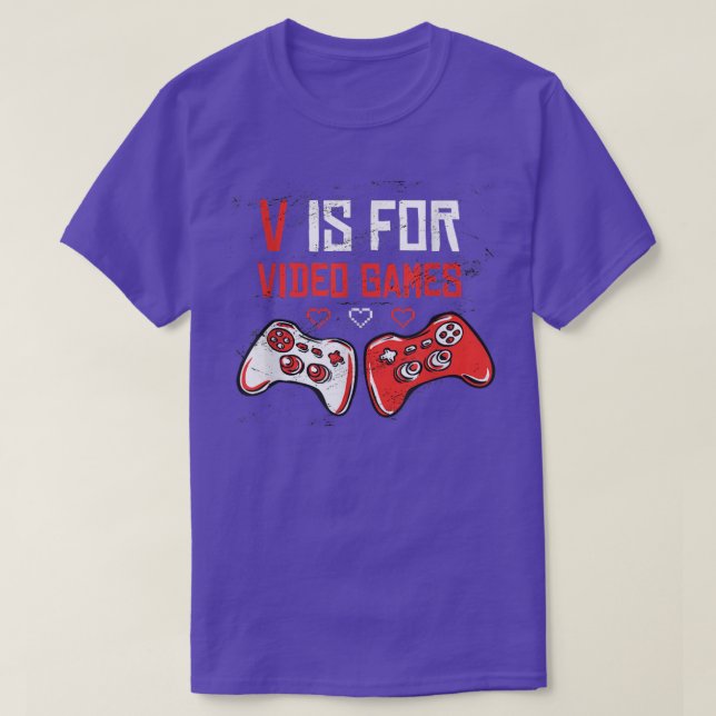 V är för videospel, stressa videospelkontroll t shirt (Design framsida)