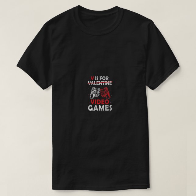 V är för videospel Valentines day Gamer Boy Manar T Shirt (Design framsida)