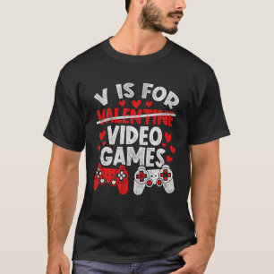 V är för videospel Valentines day Gamer Manar Boy T Shirt