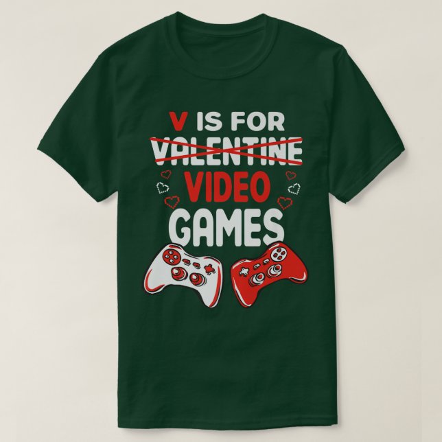 V Är för videospelsvalentinens dag-spelkontroll T Shirt (Design framsida)
