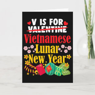 V Är För Vietnamesiskt Nyår Roligt Alla Hjärtans D Kort