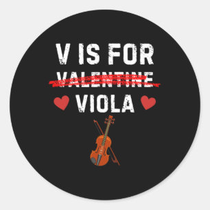 V är för Viola Funny Violist Music Valentine Runt Klistermärke