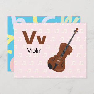 V är för Violin - Alphabet Flash Card Vykort