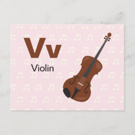 V är för Violin - Alphabet Flash Card Vykort
