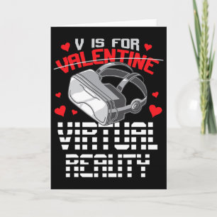 V Är För Virtuell Verklighet Roligt Retro Valentin Kort