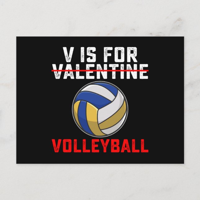 V är för Volleyball Sports Valentindagen Vykort (Framsida)