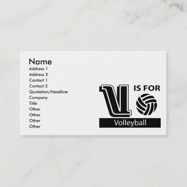 V är för volleyboll visitkort (Framsida)