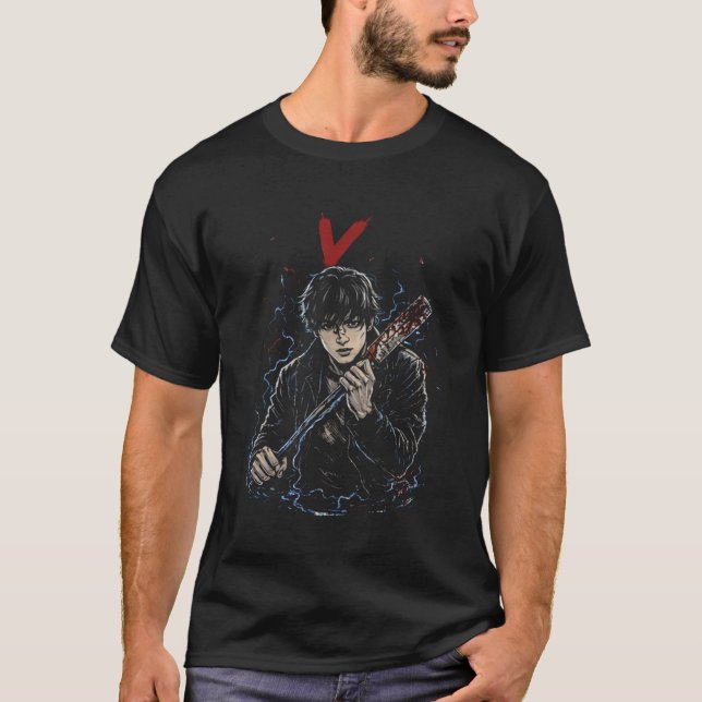 V BTS Fatality Style Dark Comic Art T Shirt (Framsida)