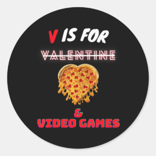 V Dag är för Pizza och Video Game Älskare Boy Mana Runt Klistermärke