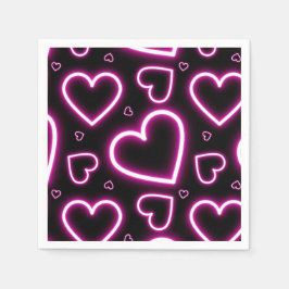 V-dagars Rosa Neon Hearts Pappersservett